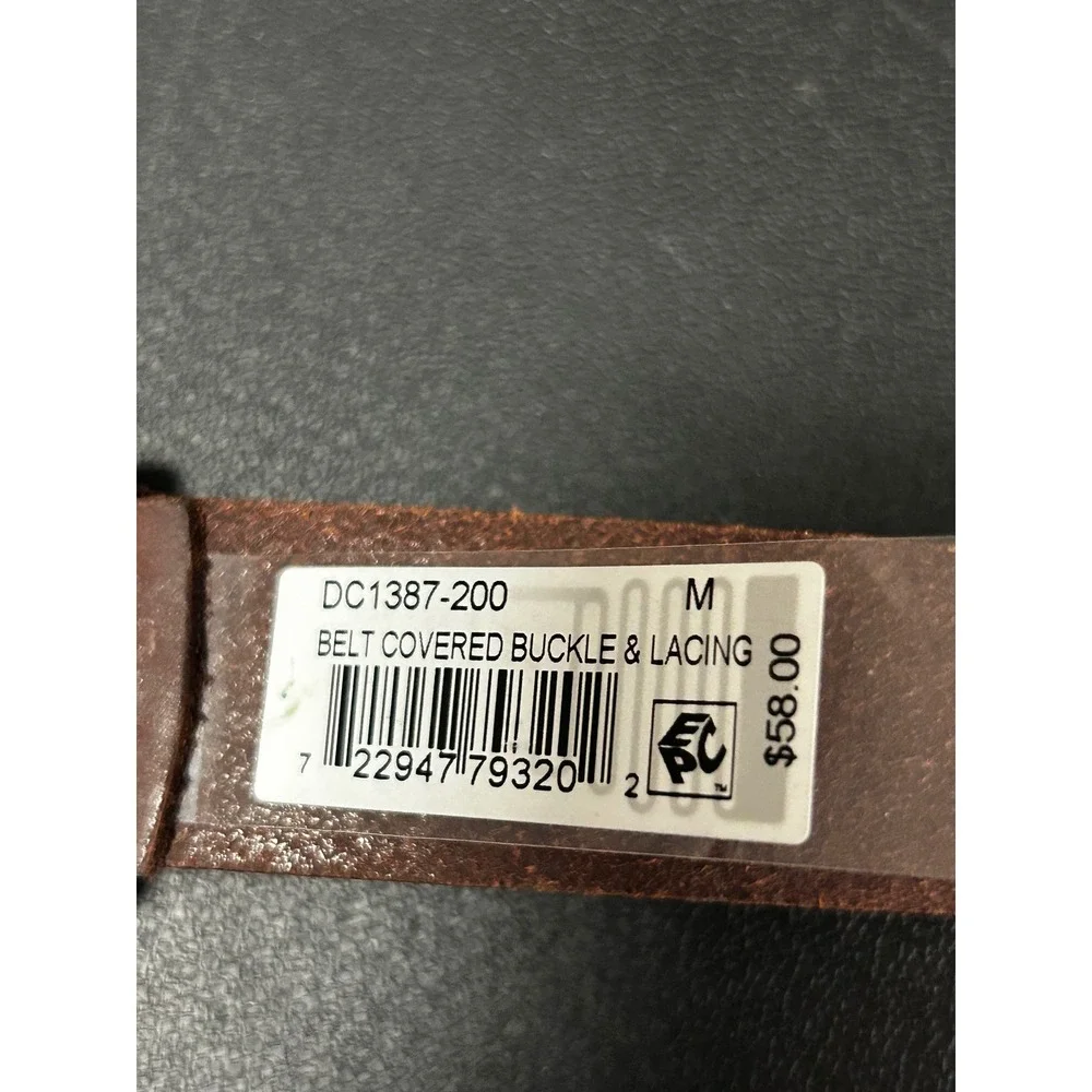 New Frye Brown Leather Belt Medium Covered Buckle Lacing DC1387-200 - AC